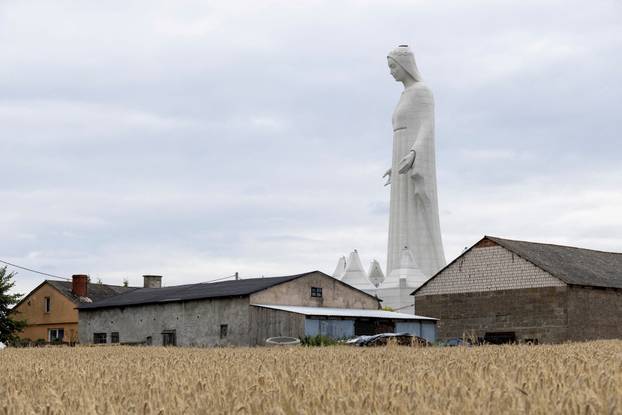 Europe's largest statue of the Virgin Mary ahead of its official opening to the public in the village of Konotopie near Torun