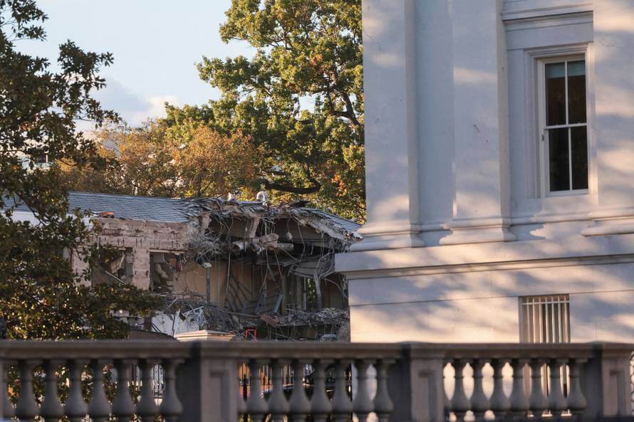Ongoing construction on the East Wing of the White House, where U.S. President Donald Trump’s proposed ballroom is being built, in Washington, D.C.