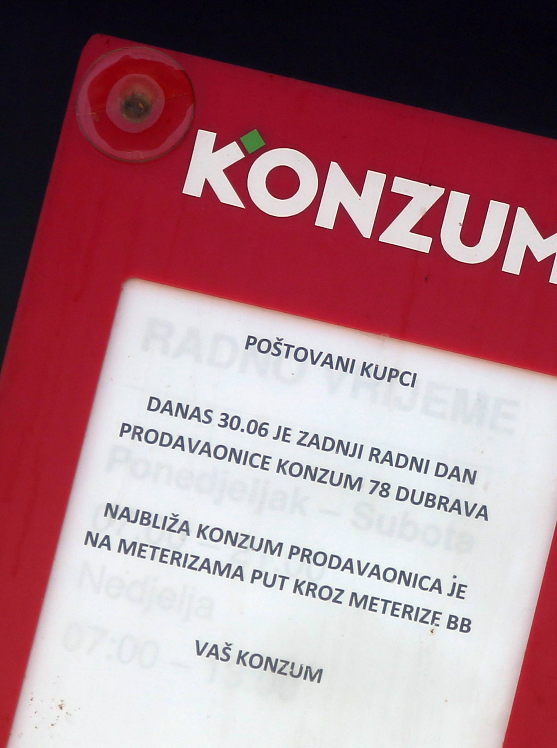 Počelo je zatvaranje trgovina Konzuma: 'Cijenjeni kupci...'