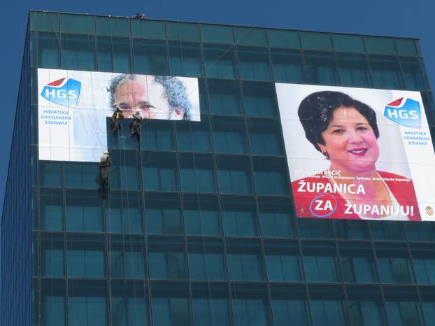 Split: Plakati Nevenke Be?i? i Željka Keruma na hotelu Marjan