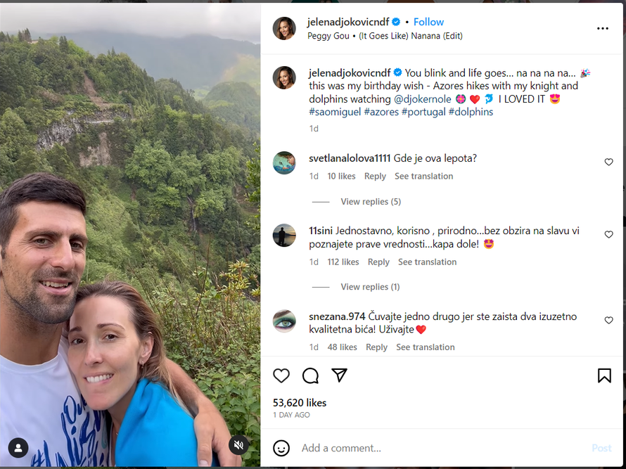 Đoković ispunio supruzi Jeleni neobičnu rođendansku želju