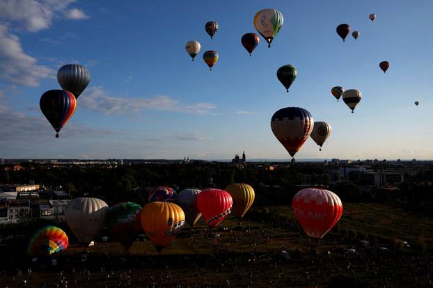 Hot air balloon fiesta above Hradec Kralove city
