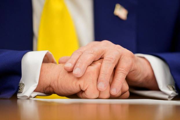 U.S. President Donald Trump meets with players of the Juventus soccer team at the White House in Washington