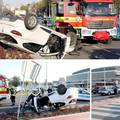 VIDEO Sudar u Zagrebu: Auto na krovu, a ozlijeđeno dvoje ljudi