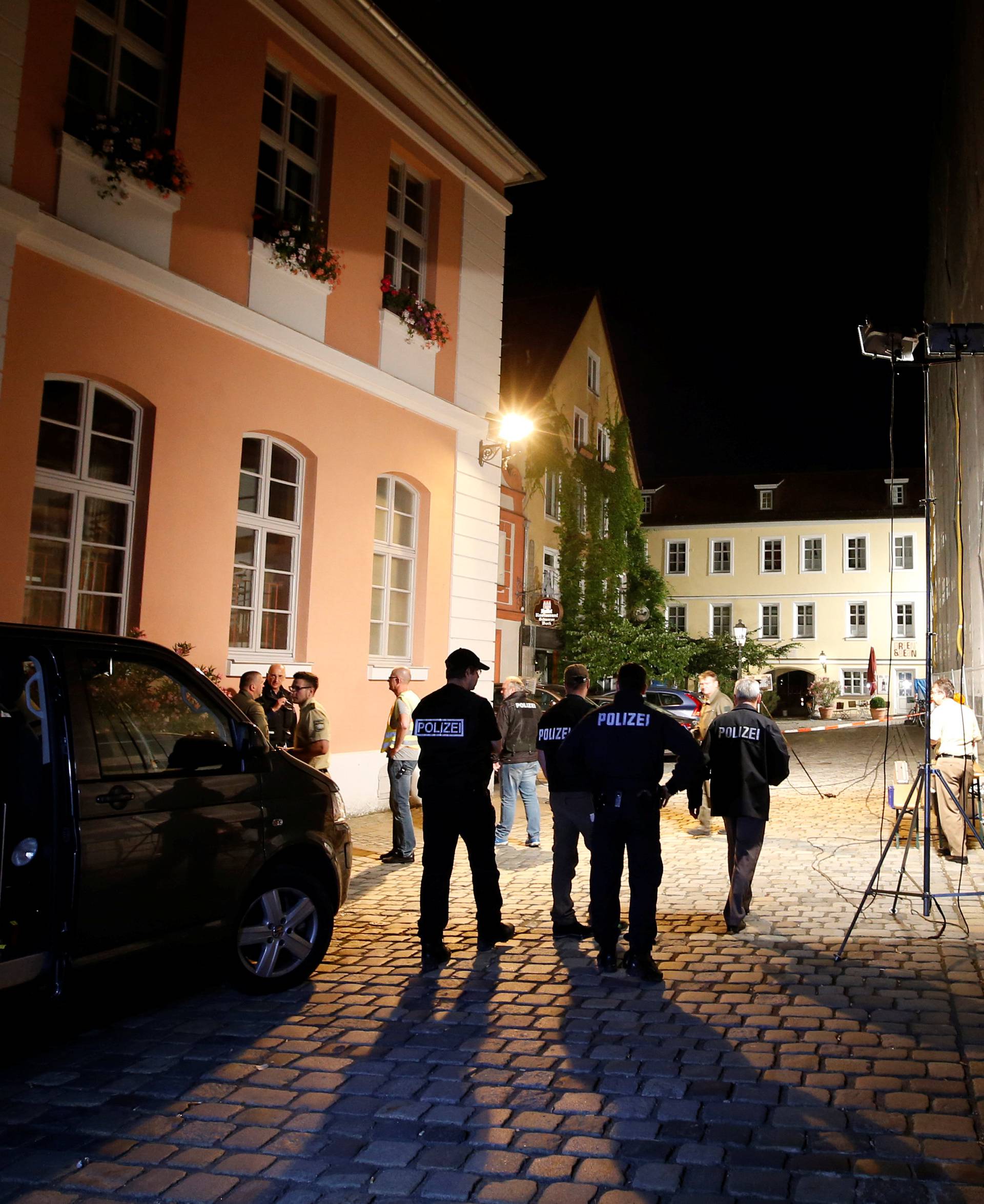 Police secure an area after an explosion in Ansbach, near Nuremberg 