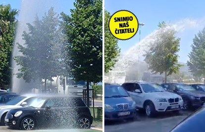 VIDEO Vodoskok u Splitu zbog hidranta: 'Barem je oprao aute, voda je šikljala 15 metara u vis'