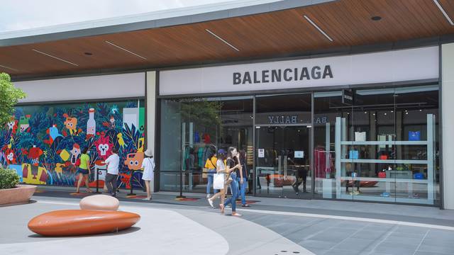 Samut Prakan, Thailand - July 28, 2020: Balenciaga shop in Siam Premium Outlets Bangkok. Balenciaga is a Spanish luxury fashion house founded in 1917