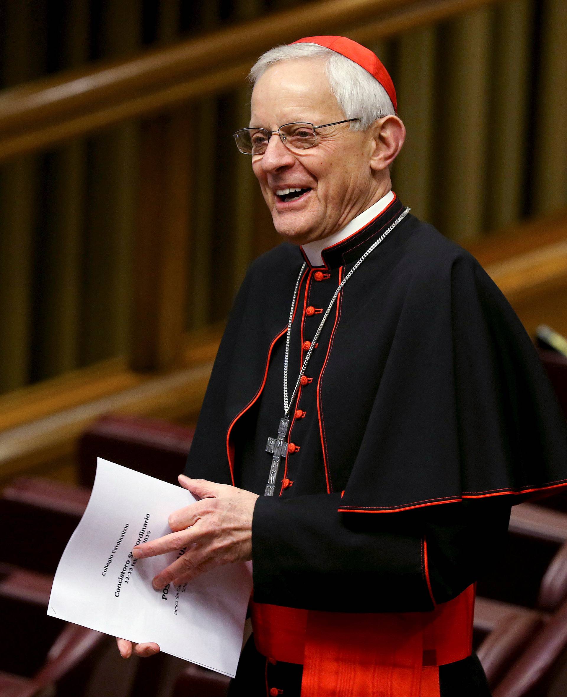 FILE PHOTO:    Cardinal Donald William Wuerl attends before Pope Francis leads a consistory at the Vatican