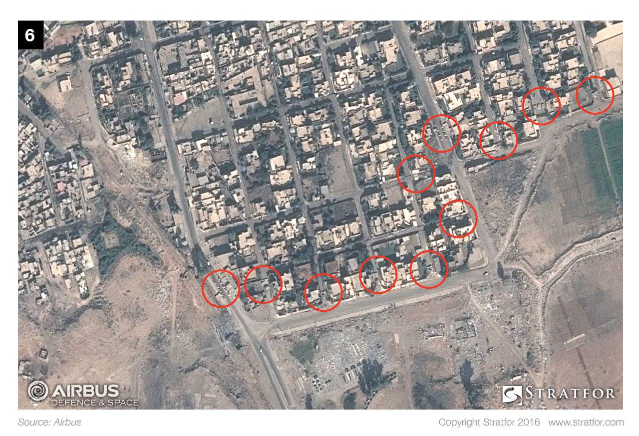 Islamic State defensive preparations in the city of Mosul are pictured ahead an impending battle with Iraqi troops in this satellite handout photo