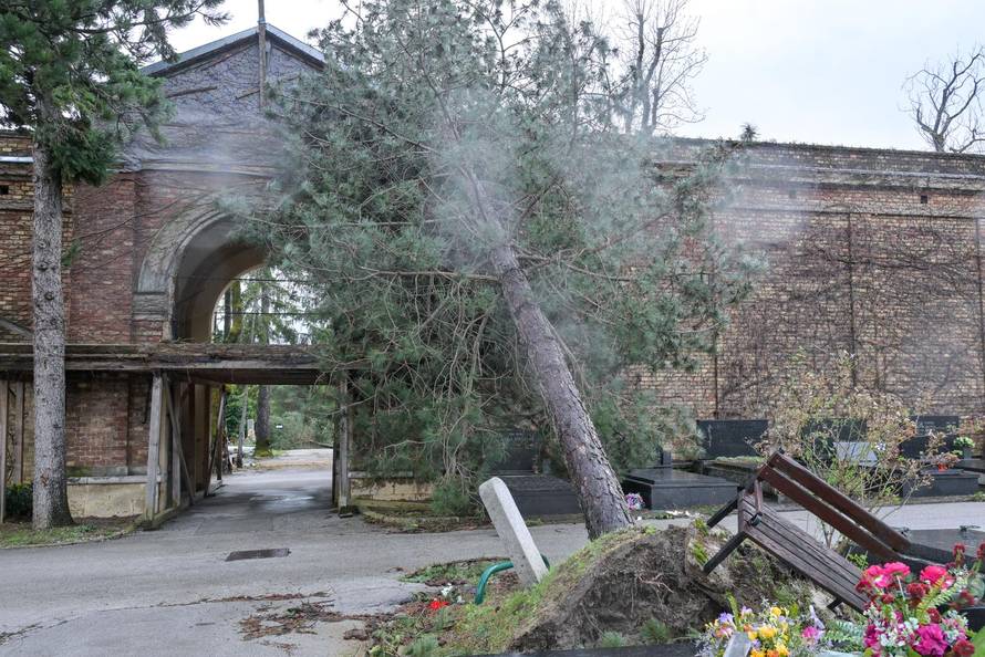 Zagreb: Teško oštećeno gradsko groblje Mirogoj