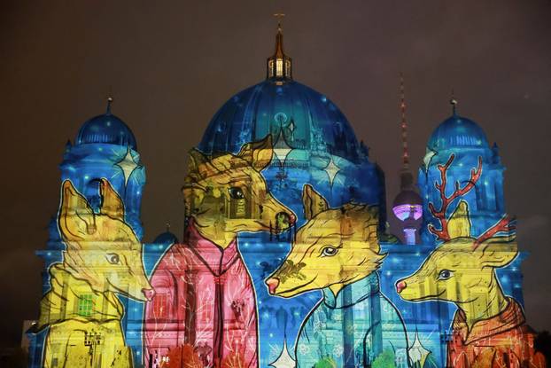 The Berlin Cathedral (Berliner Dom) is illuminated during the Festival of Lights in Berlin