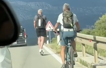 VIDEO Nevjerojatna vožnja! Na romobilu se bez kacige odvažio prema Krčkom mostu...