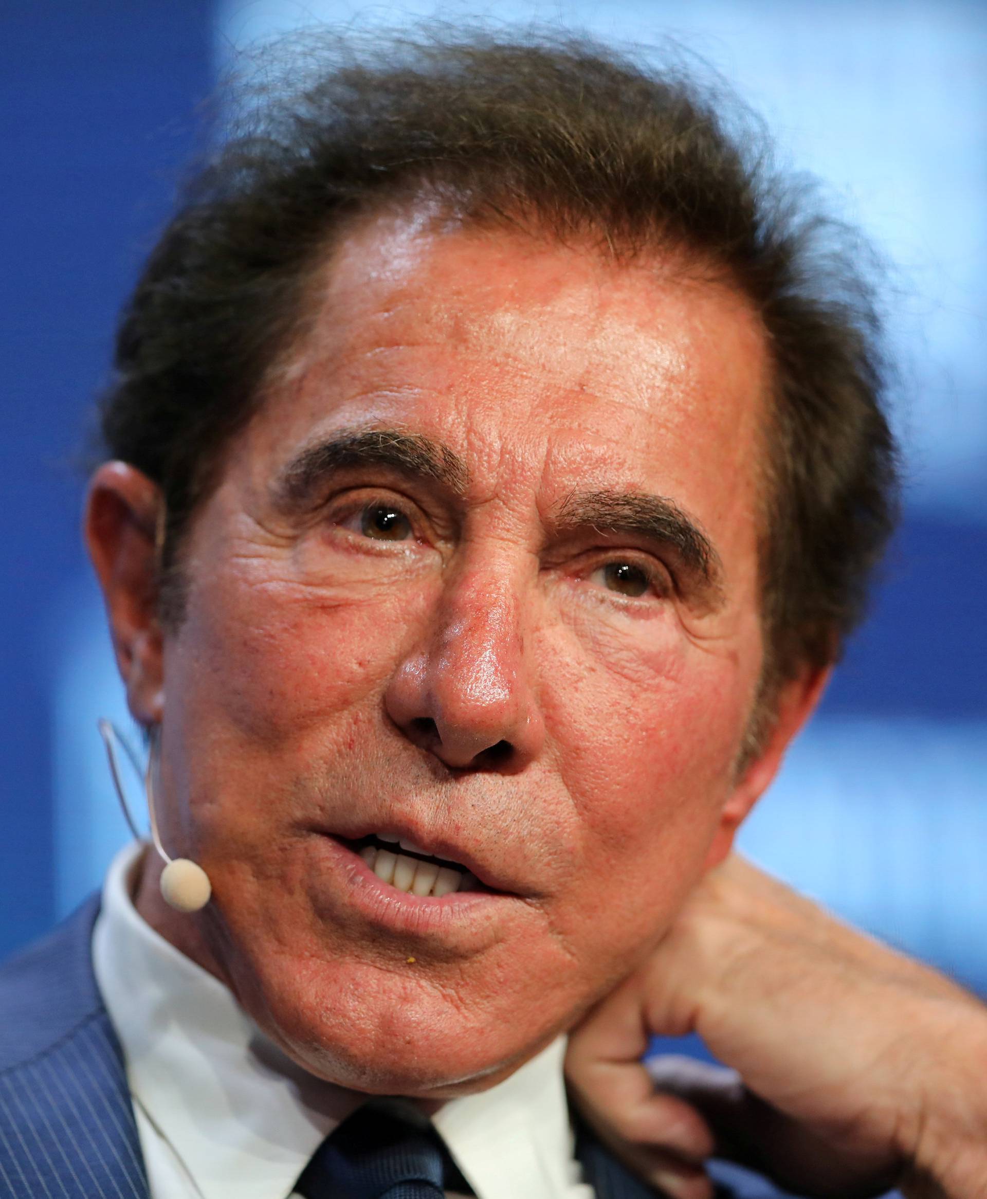 FILE PHOTO - Steve Wynn, Chairman and CEO of Wynn Resorts, speaks during the Milken Institute Global Conference in Beverly Hills