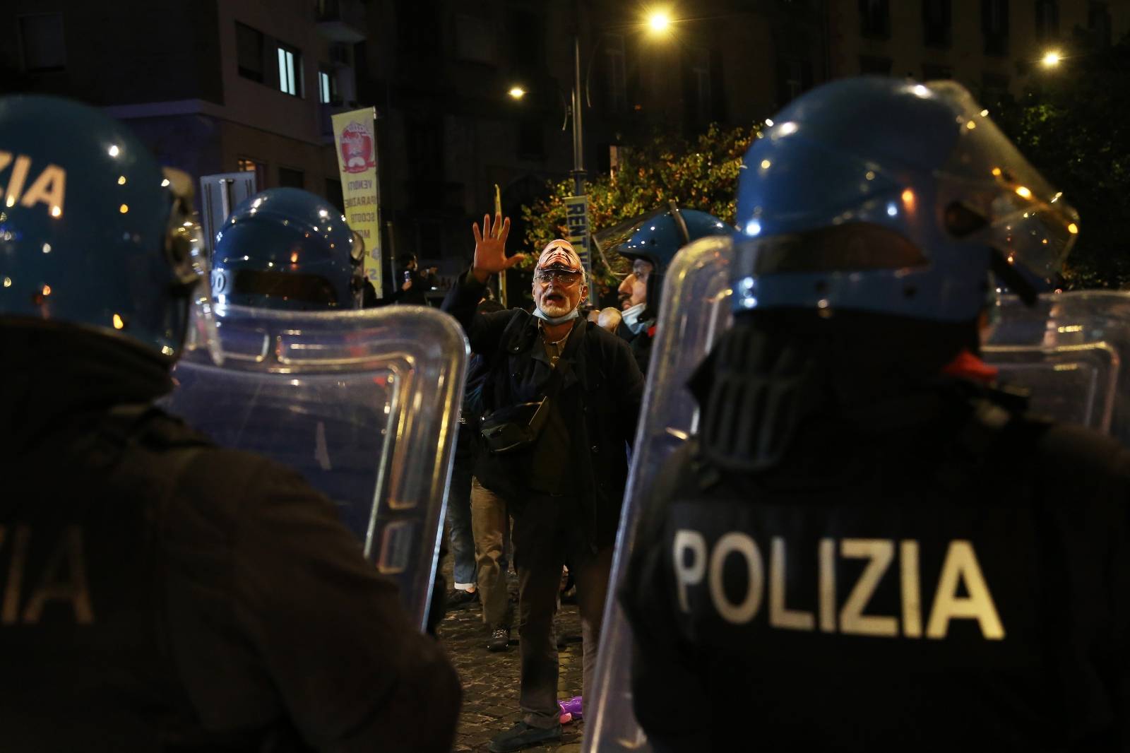 Hundreds of people gathered to protest against the measures implemented to stop the spread of the Covid-19 pandemic by the Government during the second wave of the Covid-19 Coronavirus pandemic in Naples.