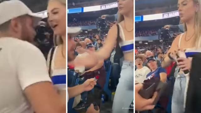 VIDEO Kleknuo pred krcatim stadionom i 'zaprosio' djevojku. Ona ga ošamarila pa pobjegla