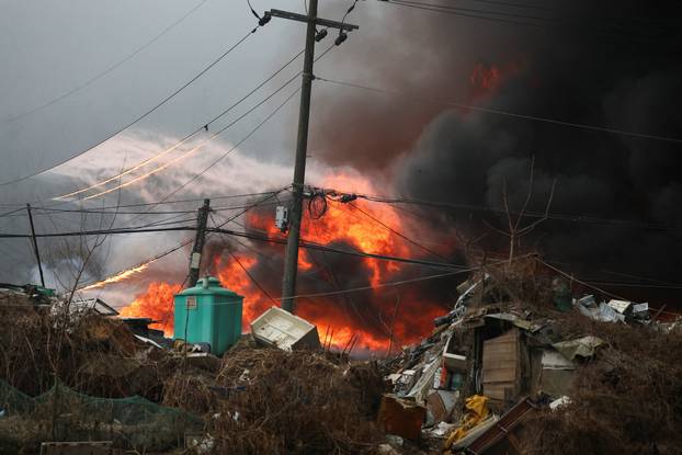 Fire at Guryong village, in Seoul