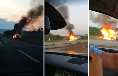 Snimka nesreće: Gorio je auto kod Ivanje Reke blizu Zagreba