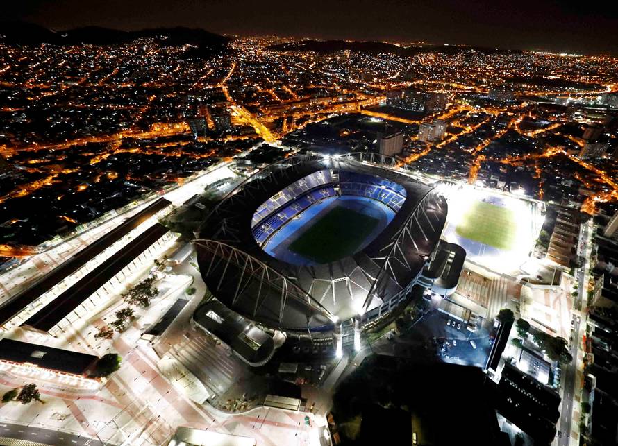   An aerial view of the Olympic Stadium in Rio de Janeiro