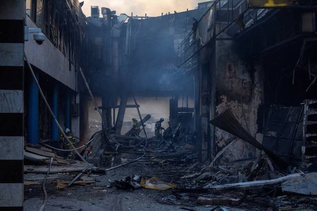 Aftermath of an overnight Russian missile and drone strike, in Kyiv