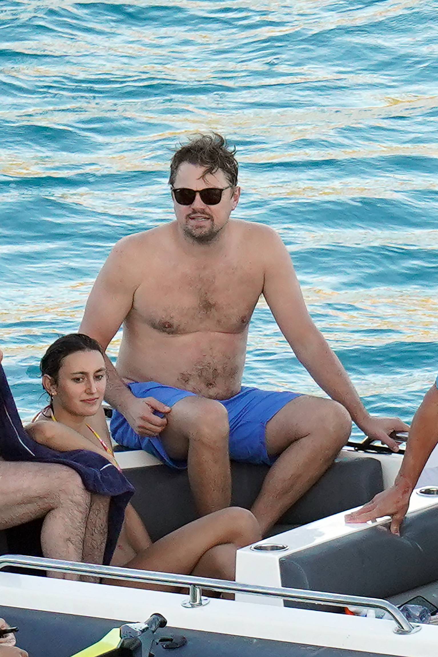 PREMIUM EXCLUSIVE: Leonardo DiCaprio in swim shorts and girlfriend Camila Morrone in a skimpy black bikini enjoy the beach in St Barts