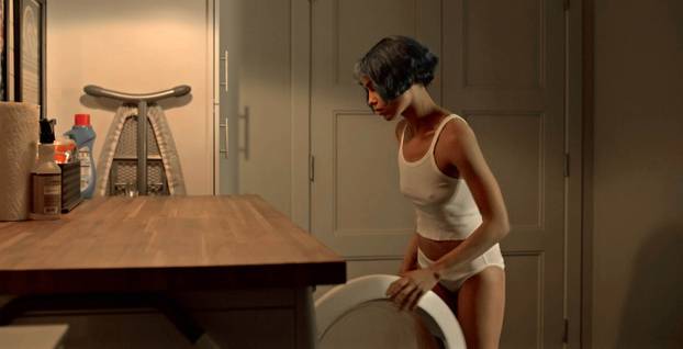 Zoë Kravitz goes topless in the newly released film "Kimi"