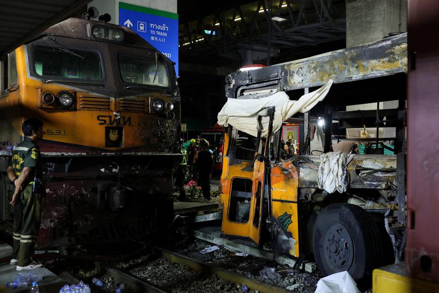 The scene of a multi-vehicle collision, in Bangkok