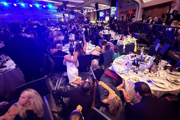 U.S. President Donald Trump and first lady Melania Trump rushed out of the White House Correspondents' Association dinner