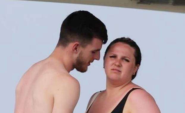 England footballer Declan Rice pictured on a luxury yacht with his girlfriend Lauren Fryer as they enjoy their holidays in Formentera!