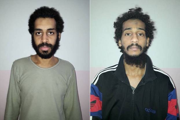 A combination picture shows Alexanda Kotey and Shafee Elsheikh, who the Syrian Democratic Forces (SDF) claim are British nationals, in these undated handout pictures in Amouda