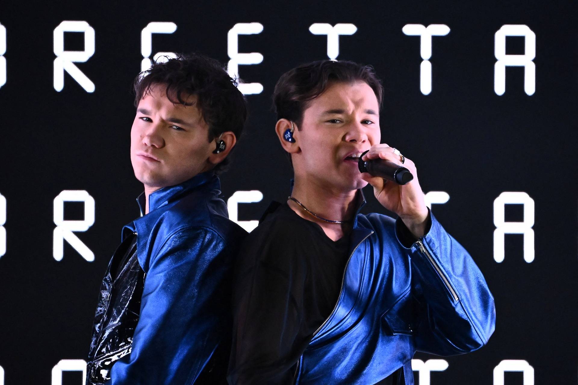 Marcus and Martinus perform at the final of 'Melodifestivalen' at Friends Arena in Solna, Stockholm