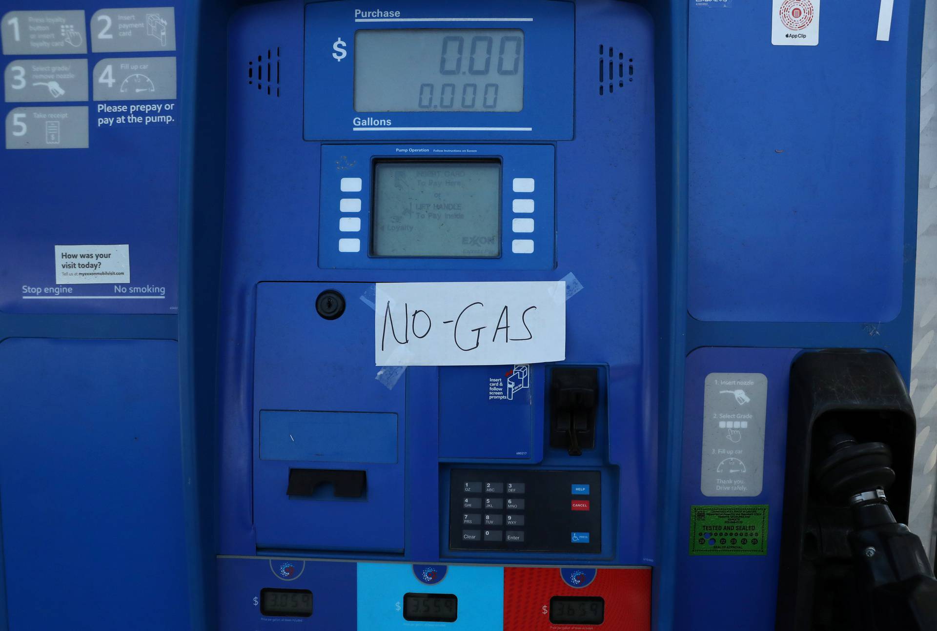 A lack of gasoline at a gas station in Washington, D.C.