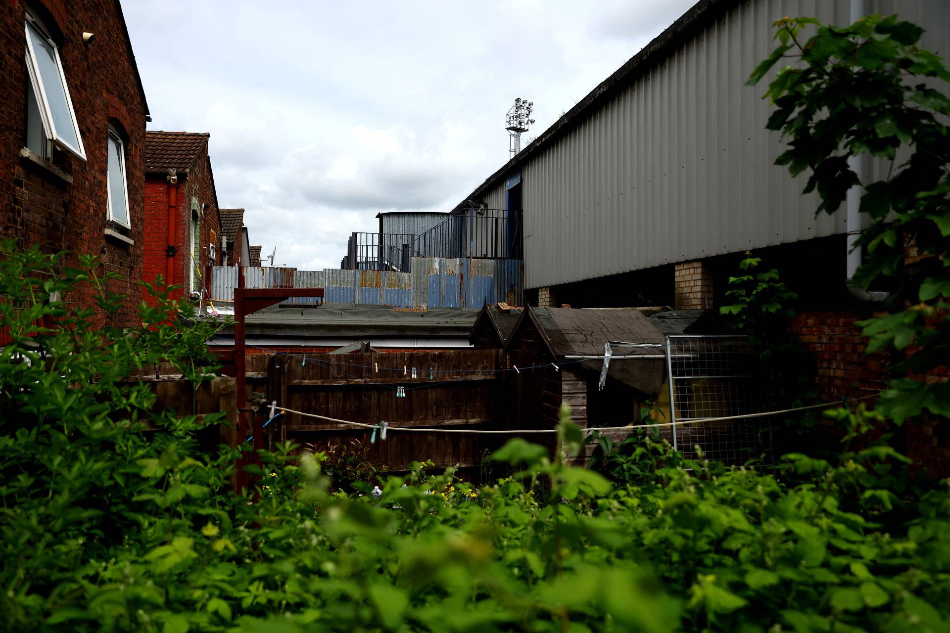 Steps to the Oak Stand at Luton Town's Kenilworth Road stadium are seen from a back garden