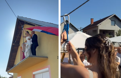 VIDEO Ovo još niste vidjeli! Mlada na zip lineu stigla do svatova: 'Bravo, mladenka!'