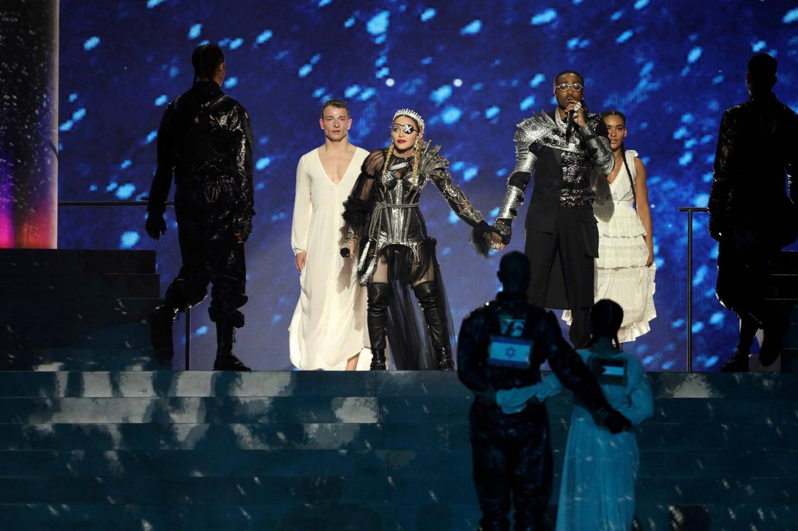 Madonna performs during a guest appearance at the Grand Final of the 2019 Eurovision Song Contest in Tel Aviv, Israel