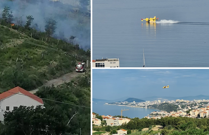 VIDEO Kanader gasi požar kod Žrnovnice: 'Vatra je u vojnom objektu, u minskom području'