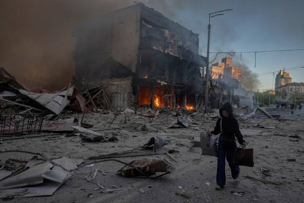 Aftermath of an overnight Russian missile and drone strike, in Kyiv