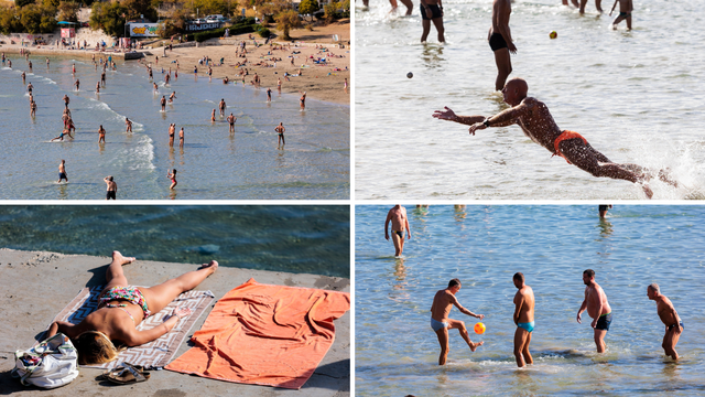 VIDEO Prvi je dan studenog, a plaža u Splitu krcata kupačima