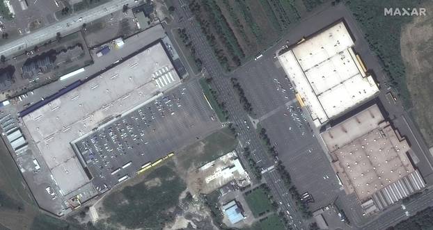 A satellite image shows grocery stores and shopping malls, before Russia's invasion of Ukraine, in Mariupol