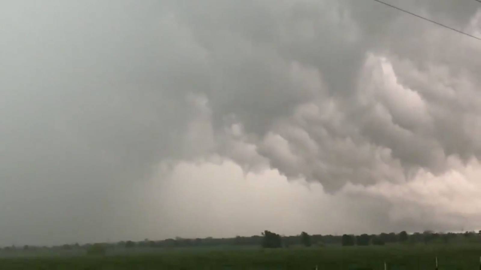 A view of clouds, part of a weather system seen from near Franklin, Texas, U.S., in this still image from social media video