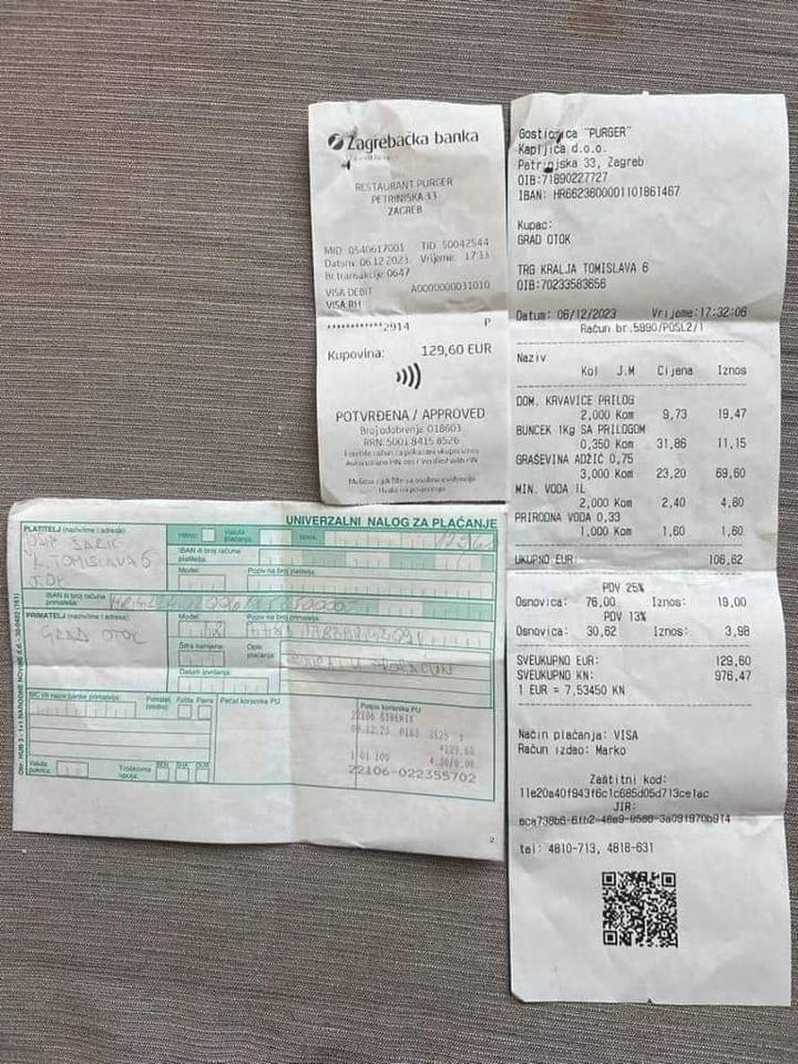 FOTO Imamo račun: Ovako Šeks i Šarić jedu i piju, a grad Otok plaća: 'Vratio sam novac...'