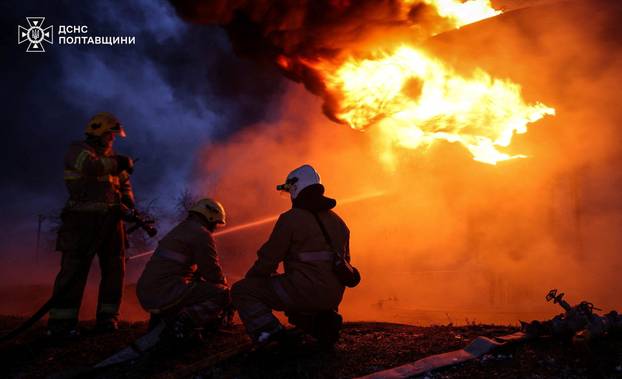 Aftermath of a Russian attack in Poltava region