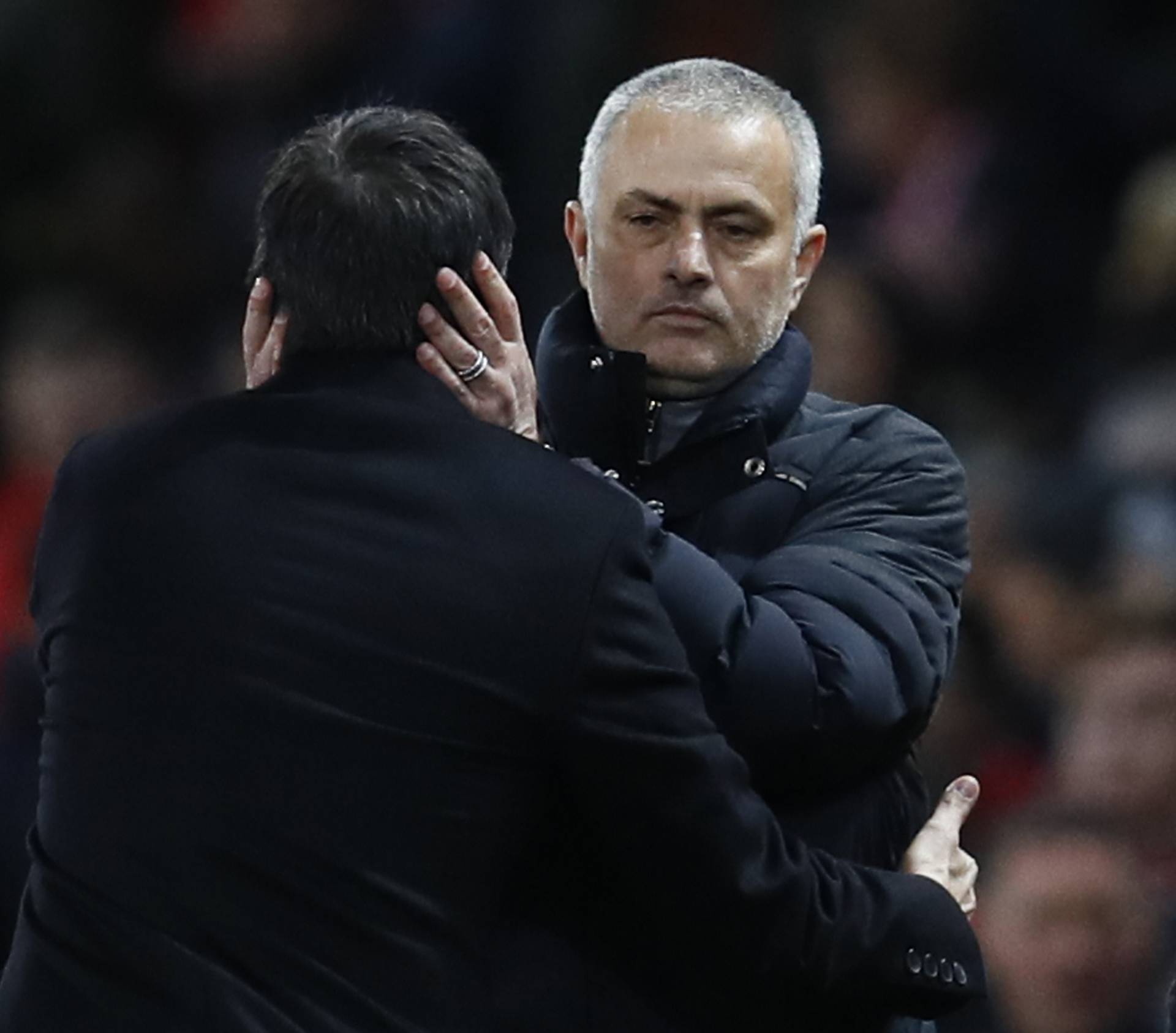 Manchester United manager Jose Mourinho and Hull City manager Marco Silva after the game