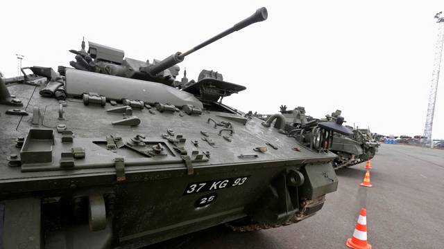 FILE PHOTO: British army Warrior armoured fighting vehicles in Paldiski port