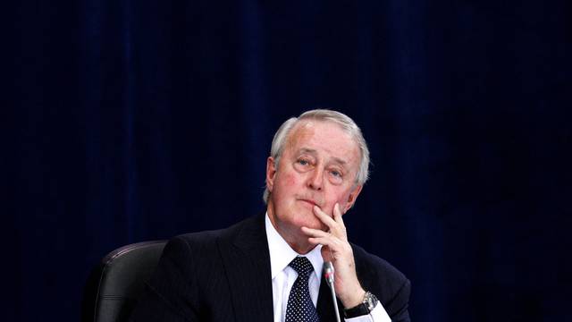 FILE PHOTO: Former Canadian PM Mulroney listens to a question while testifying at the Oliphant Commission in Ottawa