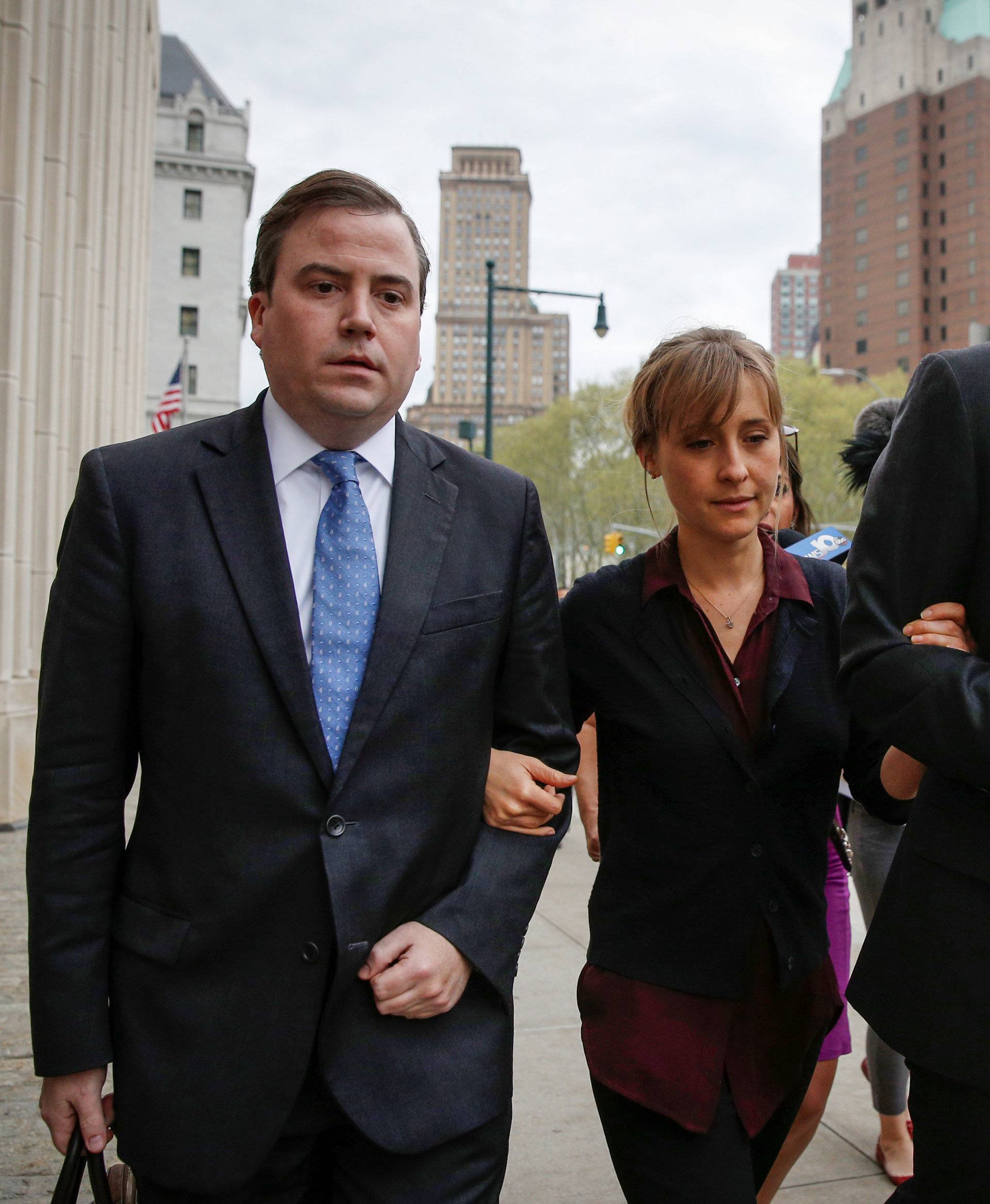 Actor Allison Mack, arrives for a hearing on charges of sex trafficking in relation to the Albany-based organization Nxivm at United States Federal Courthouse in Brooklyn, New York
