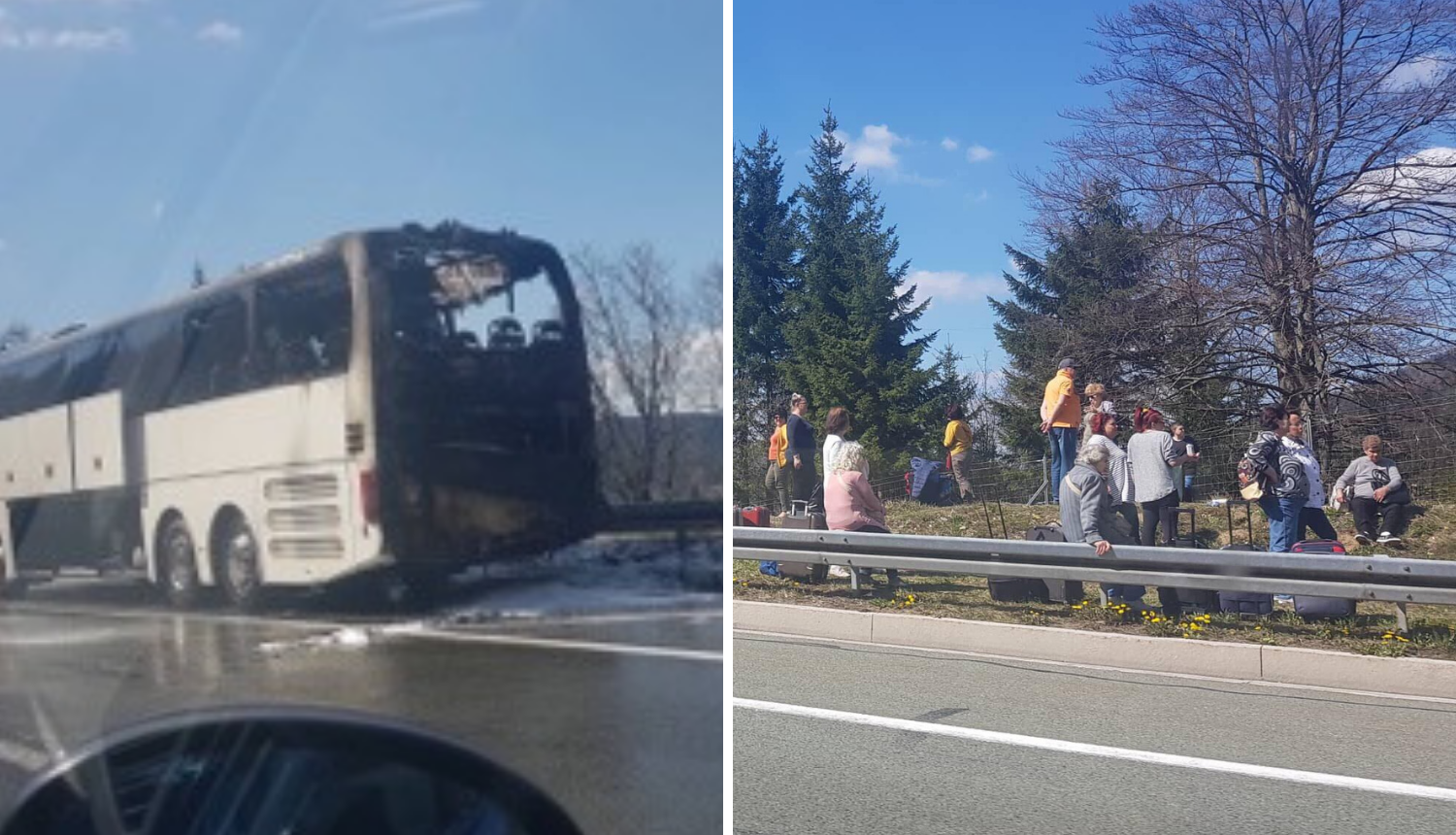 Nesreća kod Delnica: Izgorio je autobus, putnici uspjeli pobjeći