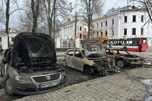Aftermath of a Russian missile attack in Sumy