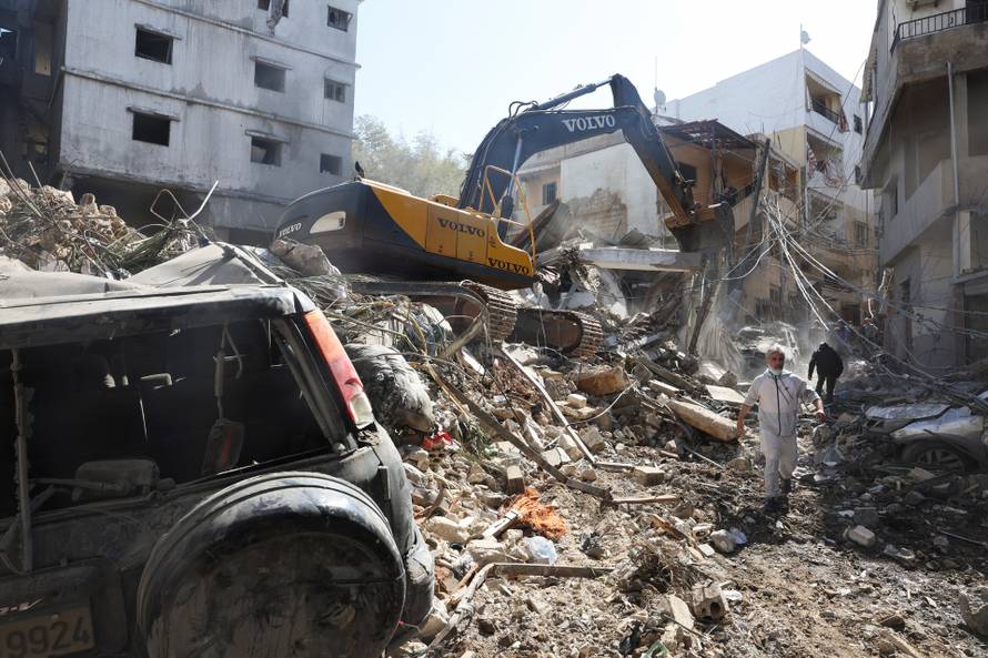 Aftermath of an Israeli strike on a building in the Jnah area in Beirut