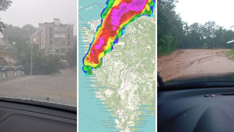 VIDEO Stigao 'oborinski vlak' i donio potop u Istri. U Bujama palo 135 litara kiše: 'Čuvajte se'