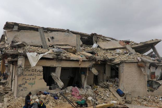 Aftermath of an earthquake, in rebel-held town of Jandaris